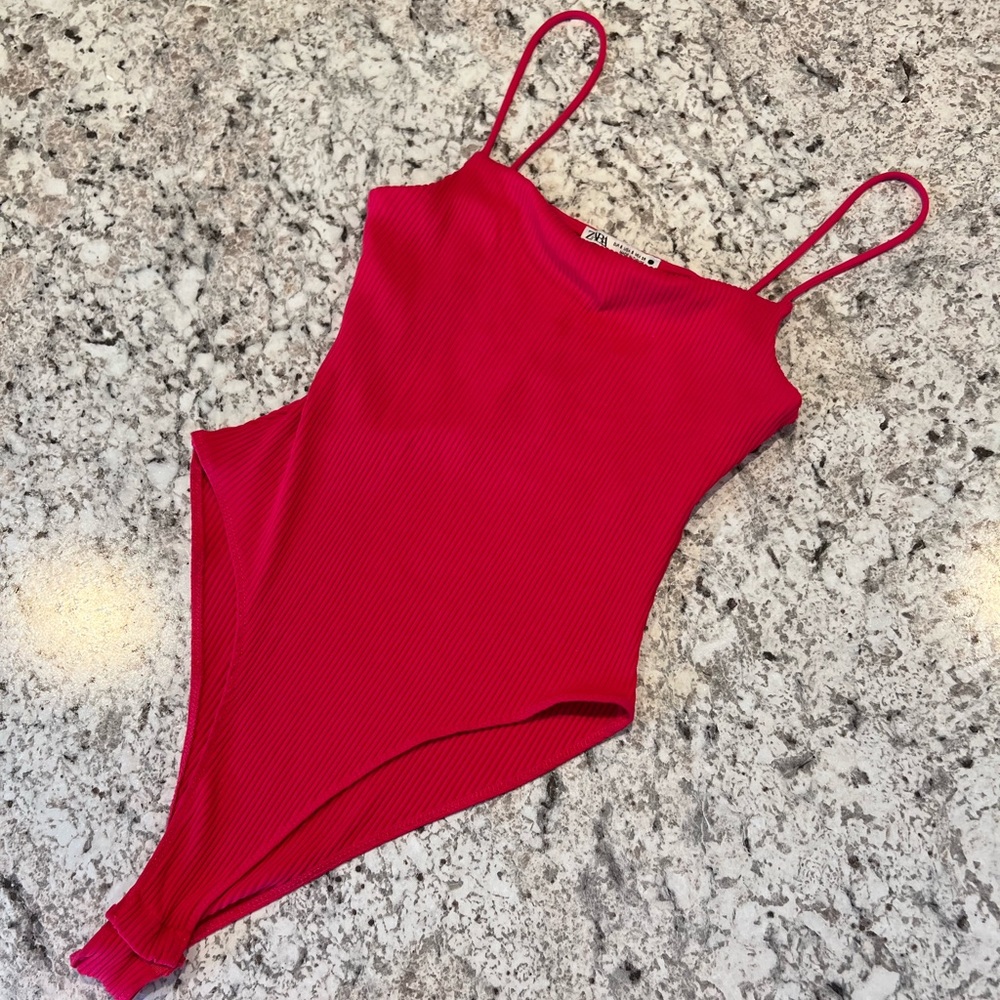 Zara Bodysuit Pink Ribbed - Picture 3 of 6